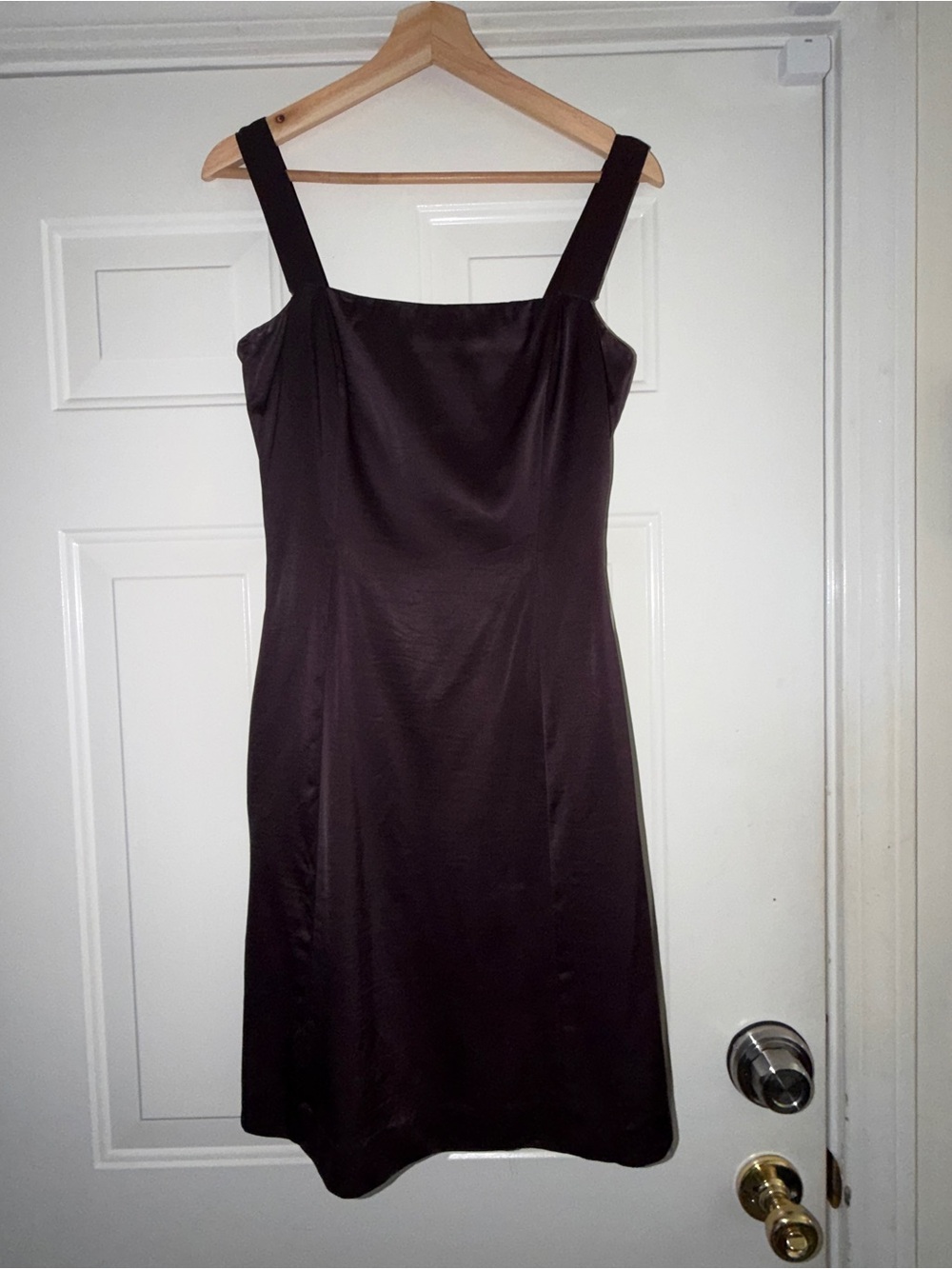 Vintage Isaac for Bergdorf Goodman. Classic Plum Square-Neck Dress. Sz 8
